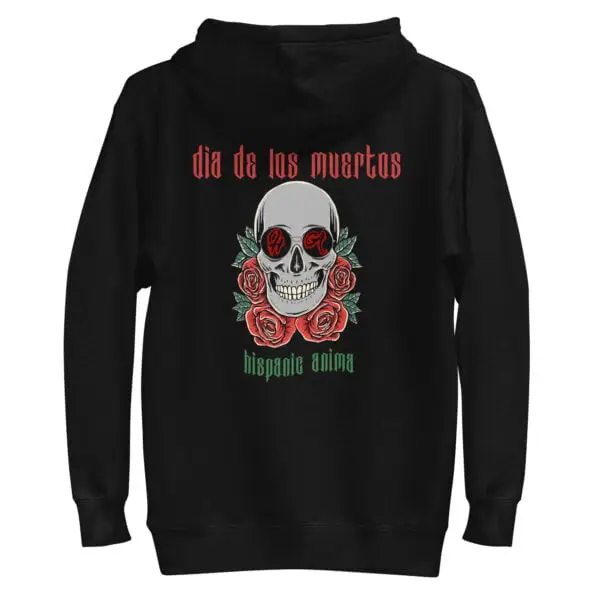 unisex-premium-hoodie-black-back-651a268df2fea.jpg Embroidery Hoodie "Dia de los Muertos"