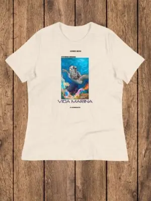 Camiseta corte de Mujer Relajada "Vida Marina"