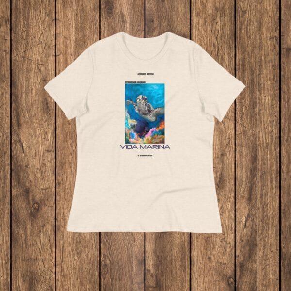 Camiseta corte de Mujer Relajada "Vida Marina"